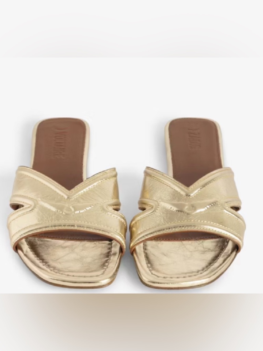Zadig & Voltaire Metallic Gold Slide Mules